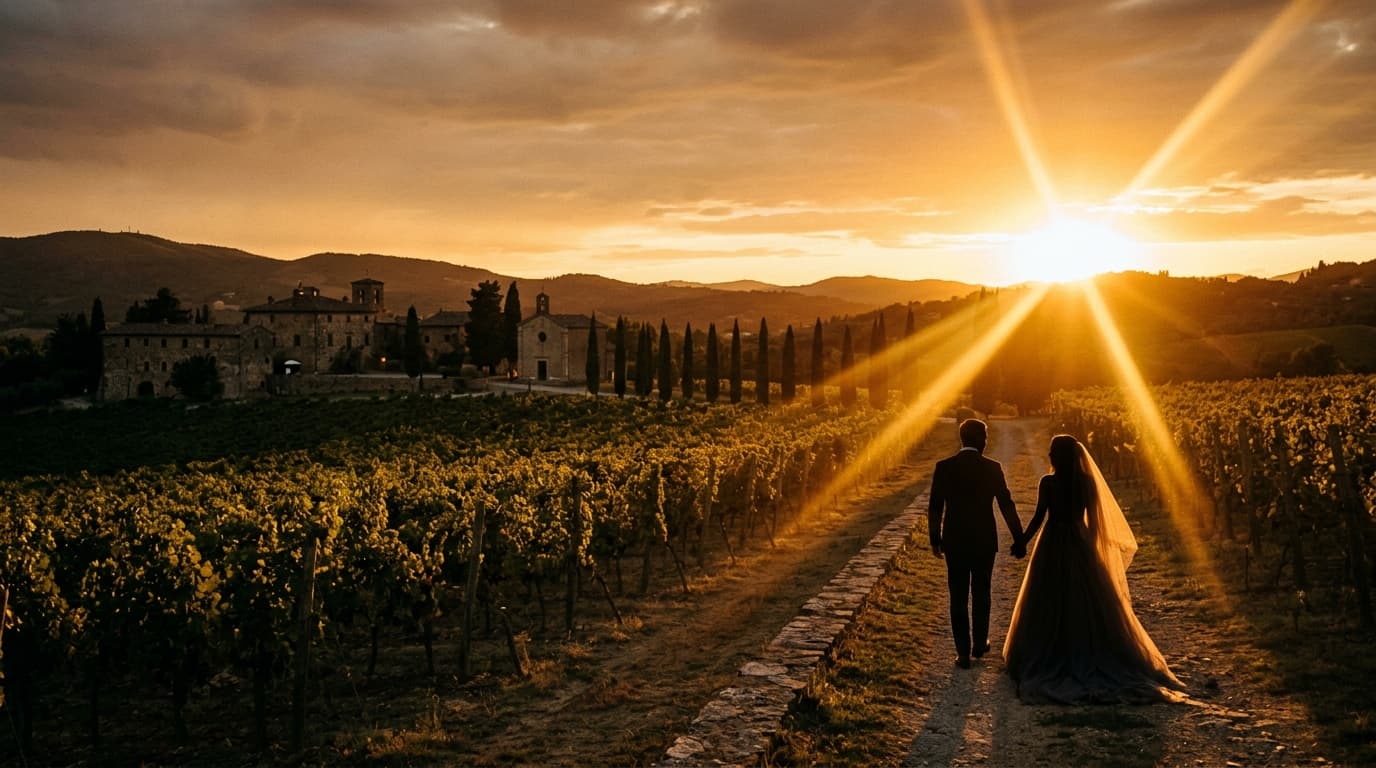 Cinematic wedding scene